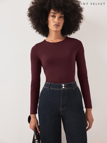 Red - Mint Velvet Crew Neck Layering Top