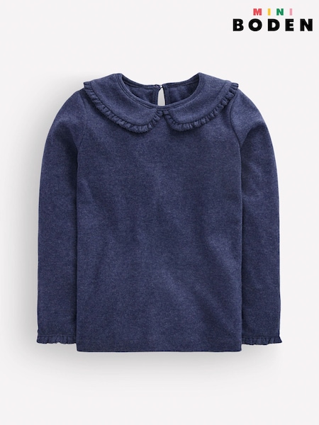 Blue - Boden Collared Pointelle Top