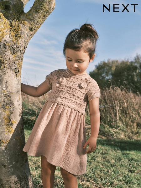 Neutral Crochet Flower Dress (3mths-7yrs) (298887) | €12 - €14