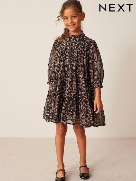 Animal Print Metallic Chiffon Dress (3-16yrs) (299128) | € 14 - € 18