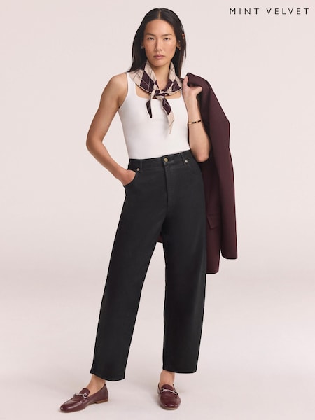 Чорний - Mint Velvet Coated Tapered Jeans