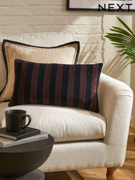 Brown Velvet Stripe 50 x 30cm Cushion (299245) | €10.50