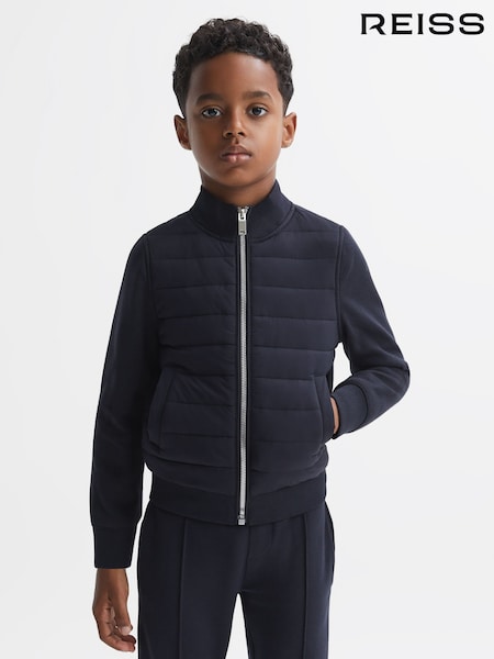 Azul marino - Reiss Flintoff Funnel Neck Quilted Hybrid Jacket (2ZG775) | 70 €