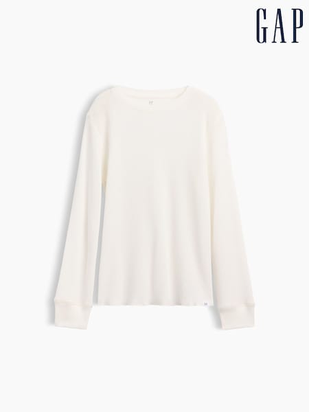 White - Gap Waffle-knit Long Sleeve T-shirt (4-13yrs)