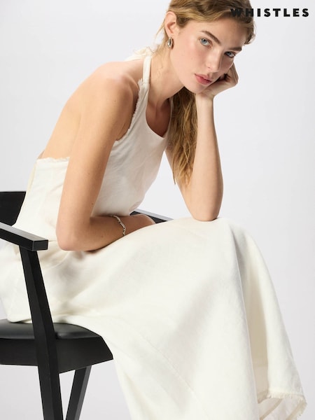 White - Whistles Linen Halter Neck Dress