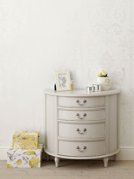 Laura Ashley Dove Grey Clifton Half Moon 4 Drawer Chest (300998) | €916