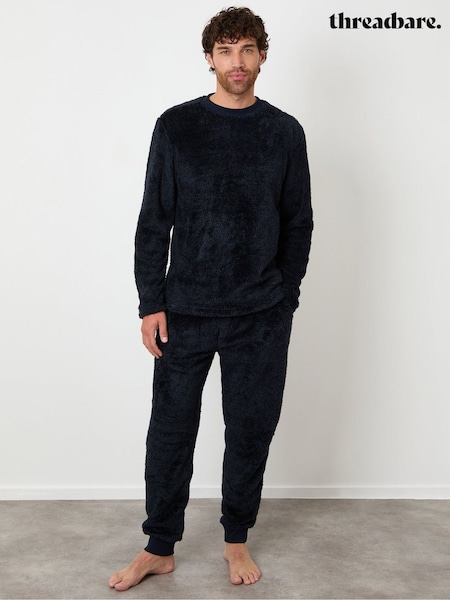 Blue - Regular Threadbare Two Tone Borg Loungewear Set