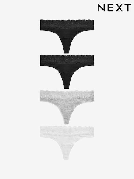 White/Black/Grey Thong Lace Knickers 4 Pack (301343) | Rp 24 - Rp 455,000