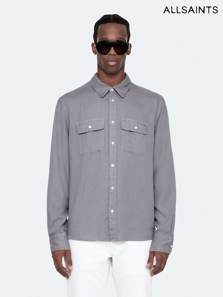 Grey - Regular Allsaints Bond Long Sleeve Shirt