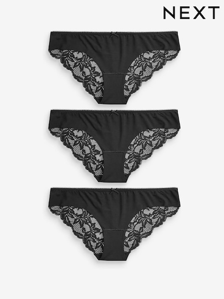 Black Brazilian No VPL Lace Back Briefs 3 Pack (301692) | €15