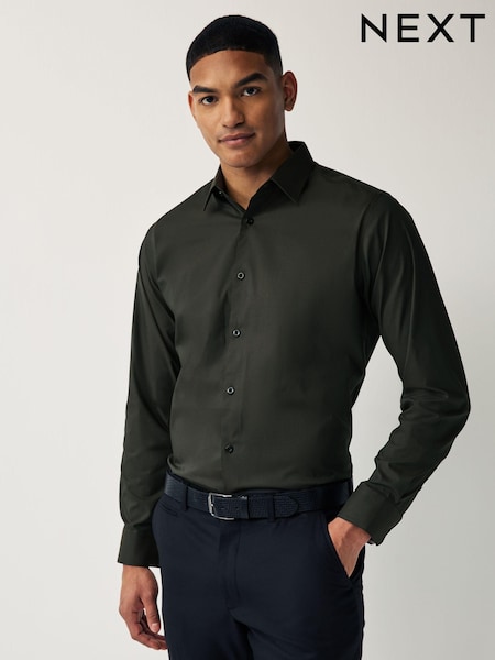 Charcoal Grey Regular Fit Four Way Stretch Shirt (301715) | €17
