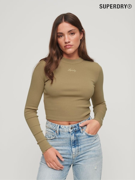 Superdry Green Rib Long Sleeve Fitted Top (301760) | €15.50