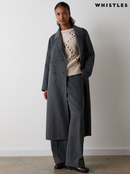 Grey - Whistles Petite Relaxed Double Faced Coat