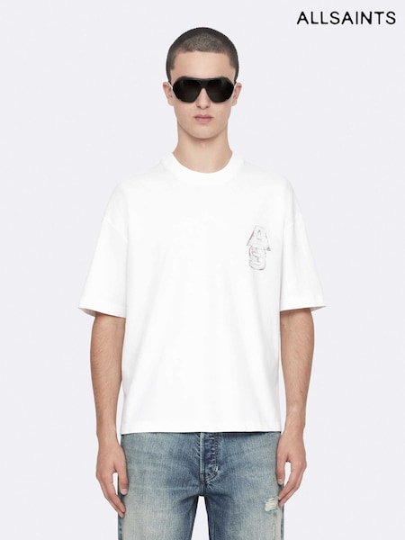 Ақ - Regular Allsaints Roller Short Sleeve Crew Neck T-shirt