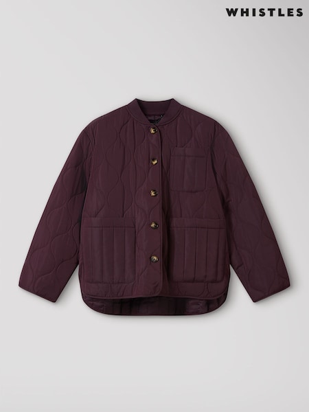 Red - Whistles Button Through Quilted Coat
