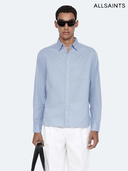 Көк - Regular Allsaints Judd Long Sleeve Shirt