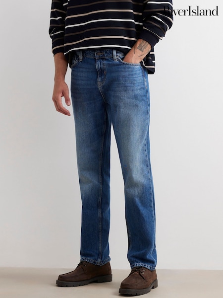 Blue - Regular River Island Straight Fit Jeans