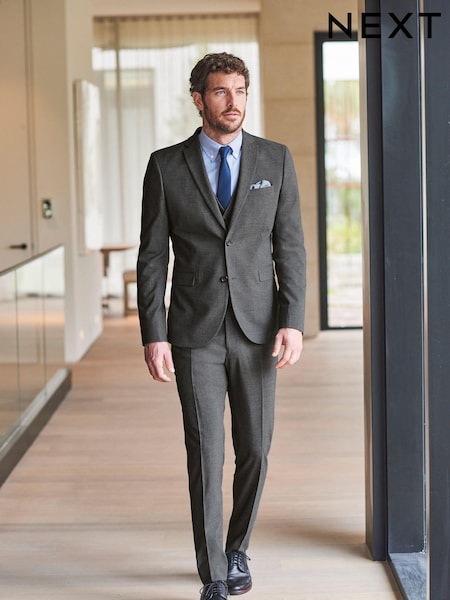 Grey Skinny Fit Stretch Marl Suit (302564) | €42