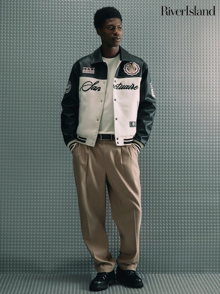 Black - Regular River Island Club House Varsity Jacket