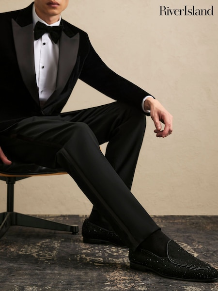 Black - Regular River Island Embellished Slip On Loafers