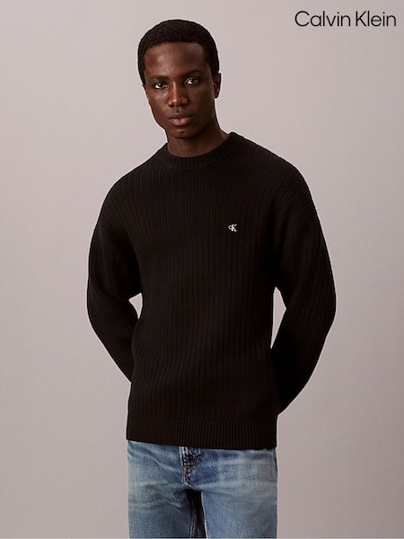 Black - Regular Calvin Klein Cotton Ribbed Jumper