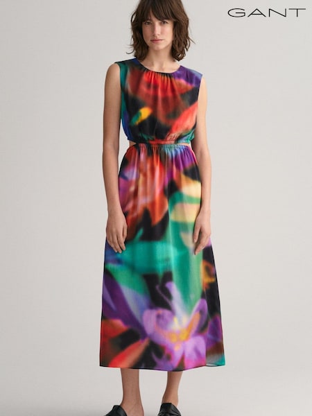 GANT Floral Print Sleeveless Midi Black Dress (303636) | €145