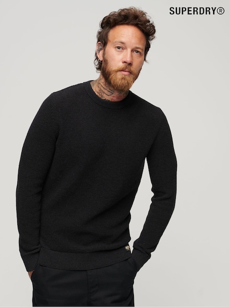 Superdry Black Textured Crew Knit Jumper (304034) | €36