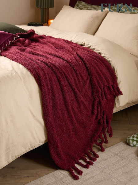 Furn Harlan Borg Sherpa Tasselled Throw