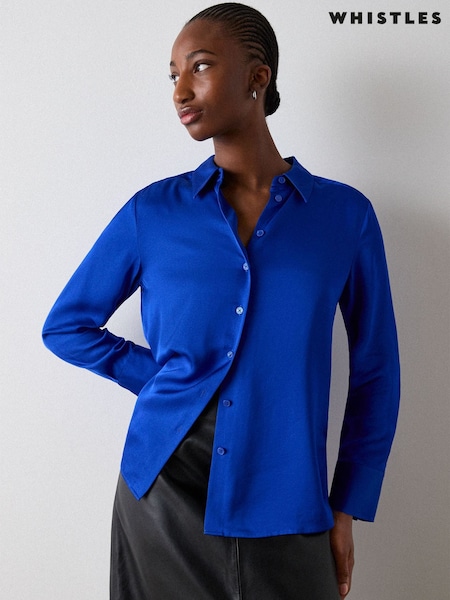 Blue - Whistles Satin Collared Shirt