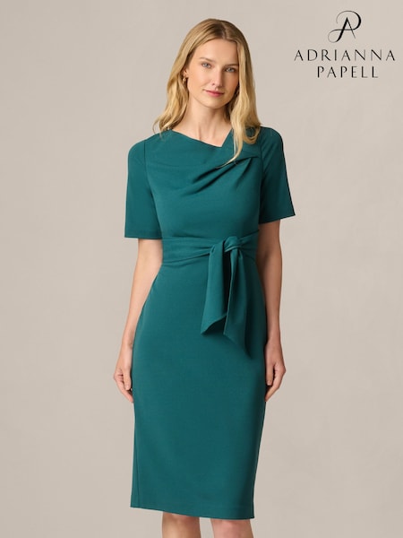 Green - Adrianna Papell Crepe Sheath Dress
