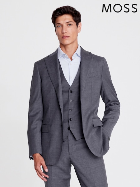 MOSS Grey Tailored Fit Twill Suit Jacket (304165) | €242
