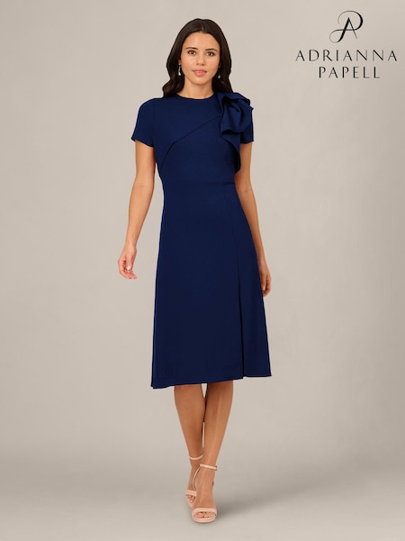 Blue - Adrianna Papell Ruffle Bodice Midi Dress