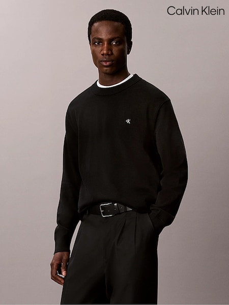 Black - Regular Calvin Klein Classic Cotton Monogram Jumper