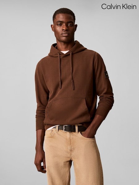 Suklaanruskea - Regular Calvin Klein Cotton Terry Badge Hoodie