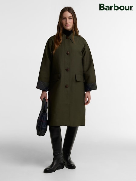 Green - Barbour® Ria Longline Showerproof Jacket