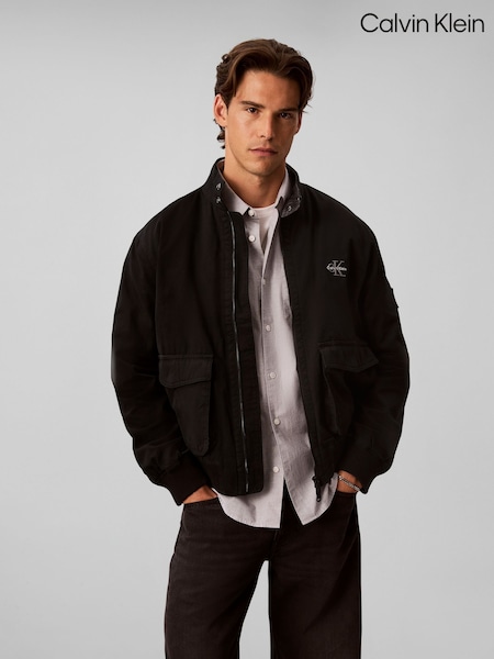 Black - Regular Calvin Klein Cotton Canvas Harrington Jacket