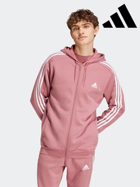 adidas Red Essentials Fleece 3 Stripes Zip Up Hoodie (304818) | €33