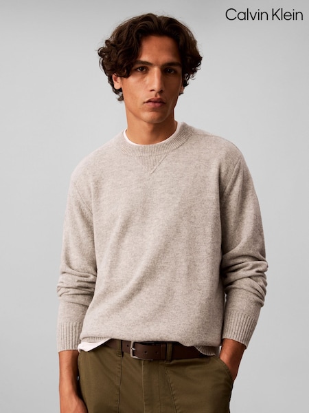 Қоңыр - Regular Calvin Klein Merino Wool Crew Neck Jumper