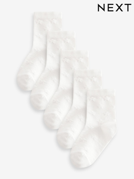 White 5 Pack Cotton Rich Star Texture Ankle Socks (305113) | € 7 - € 9