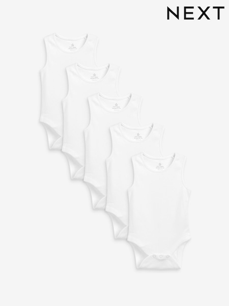 White 5 Pack Baby Vest Bodysuits (305214) | €12 - €16