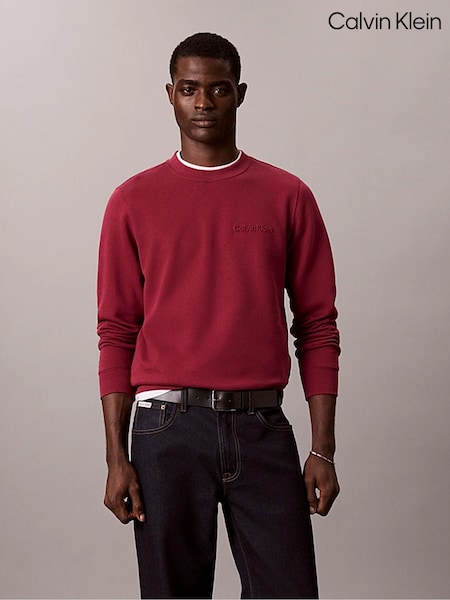 Sarkans - Regular Calvin Klein Cotton Fleece Embossed Sweatshirt
