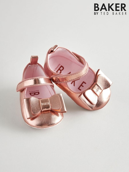 Rosagylden - Baker By Ted Baker Baby Girls Padders Shoes With Bow (306066) | DKK200