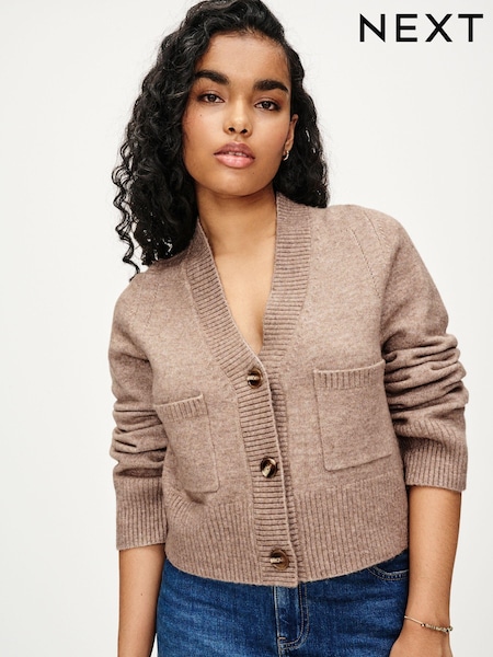 Rjava krta - V-Neck Button Up Pocket Cardigan (306067) | € 18