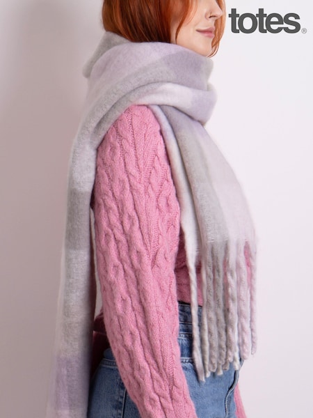 Totes Ladies Chunky Check Woven Blanket Scarf (306070) | 114 LEI