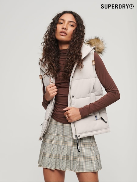Superdry Grey Everest Faux Fur Puffer Gilet (306102) | €56