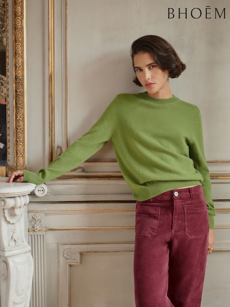 Green - Wool & Cashmere Crew Neck Jumper
