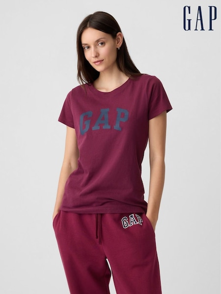 Burdeos/azul marino - Gap Logo Short Sleeve T-shirt