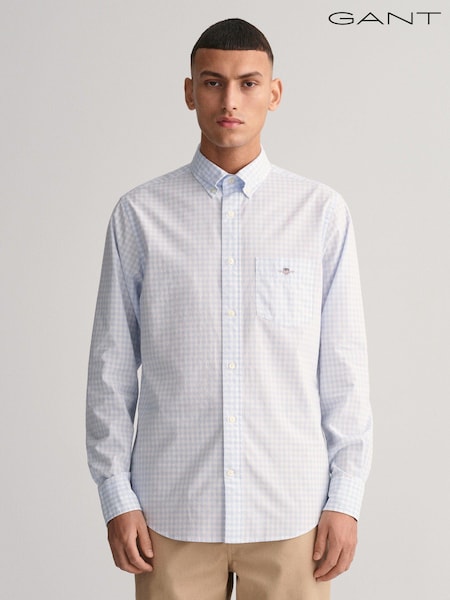 GANT Light Blue Poplin Gingham 100% Cotton Shirt (306787) | €63