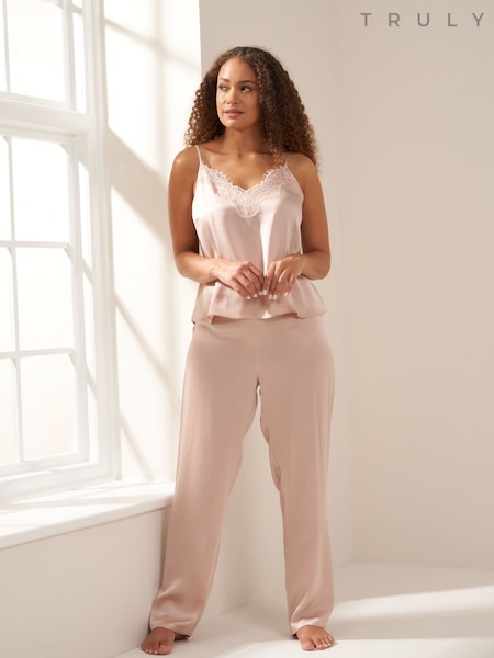 Truly Pink Blush Silk Cami And Trousers Set (3067F5) | 585 LEI
