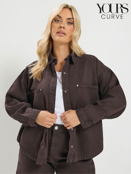 Brown - Yours Curve Denim Shirt